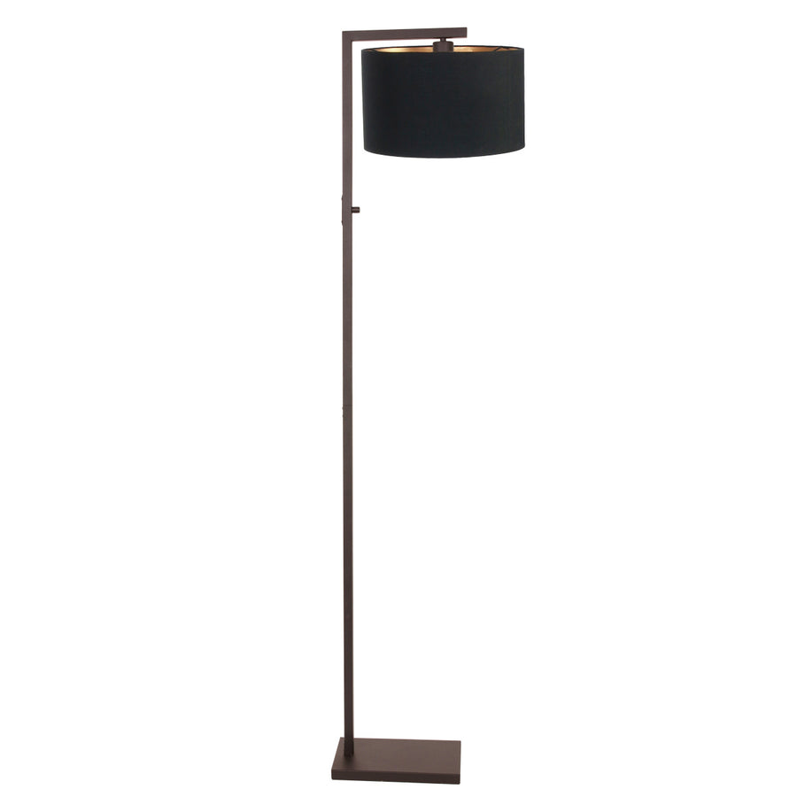 Cacao vloerlamp stang 4875ca met schakelaar en zwarte linnen kap