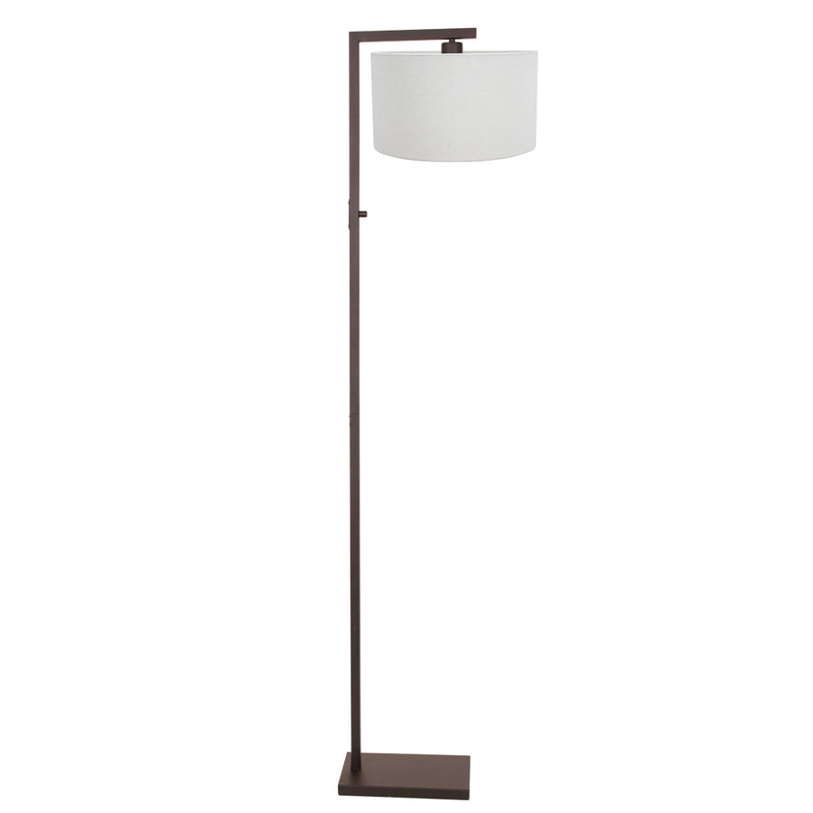 Cacao vloerlamp stang 4877ca met schakelaar en grof wit linnen kap
