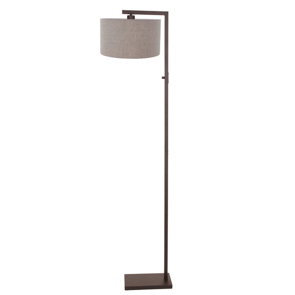 Cacao vloerlamp stang 4878ca met schakelaar en grof grijs linnen kap