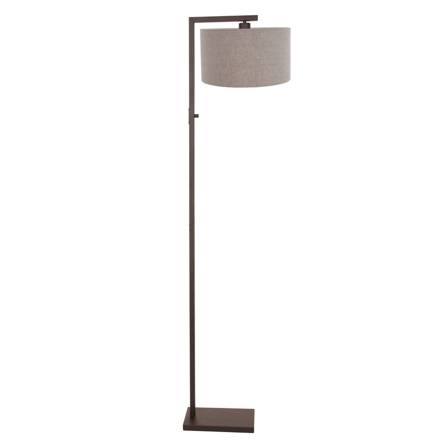 Cacao vloerlamp stang 4878ca met schakelaar en grof grijs linnen kap