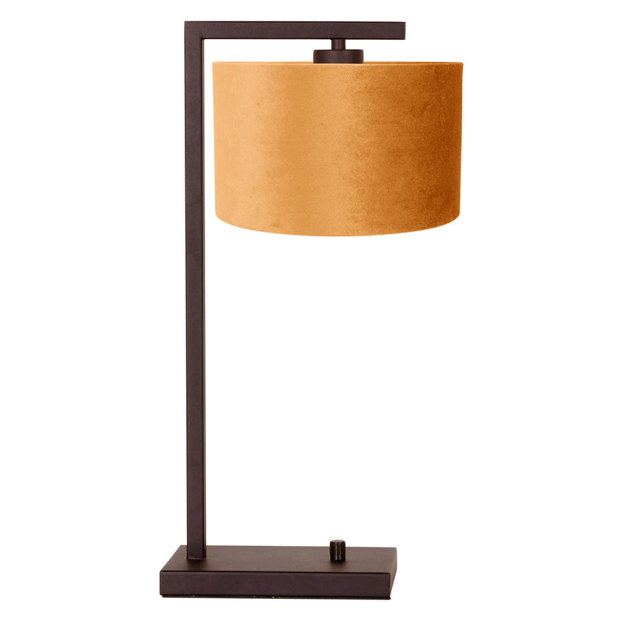 Cacao tafellamp stang 4884ca met goud velours kap