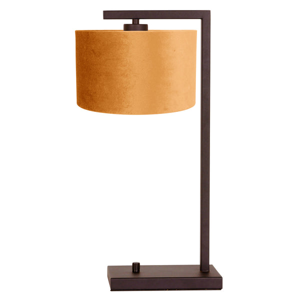 Cacao tafellamp stang 4884ca met goud velours kap