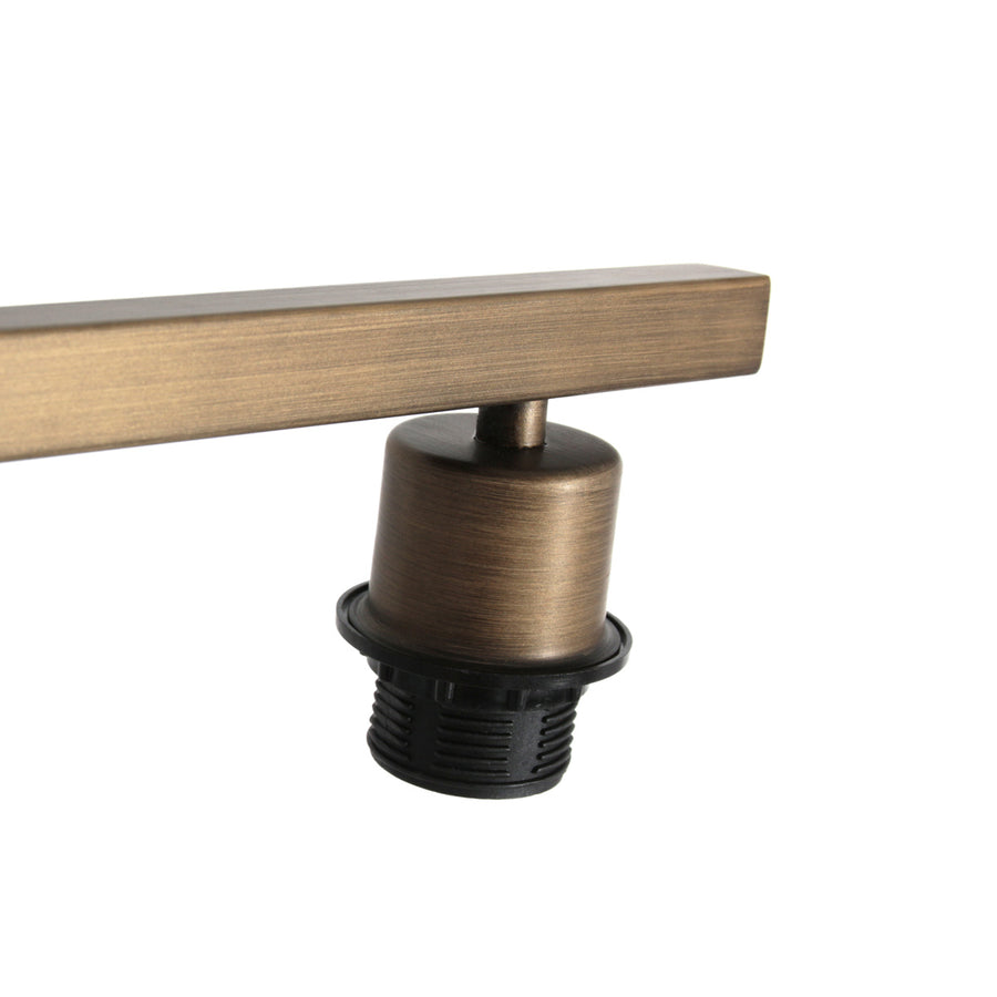 Bronzen vloerlamp stang 4896br met schakelaar en wit grof linnen kap
