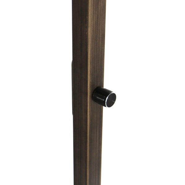 Bronzen vloerlamp stang 4896br met schakelaar en wit grof linnen kap