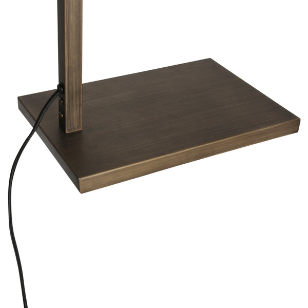 Bronzen vloerlamp stang 4897br met schakelaar en grof grijs linnen kap
