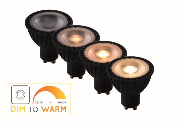 Led lamp Ø 5 cm LED Dim to warm GU10 1x5W 2200K/3000K Zwart