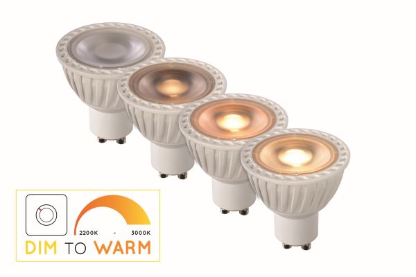 Led lamp Ø 5 cm LED Dim to warm GU10 1x5W 2200K/3000K Wit