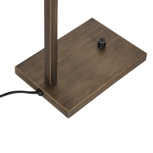 Bronzen tafellamp stang 4901br met zwarte linnen kap
