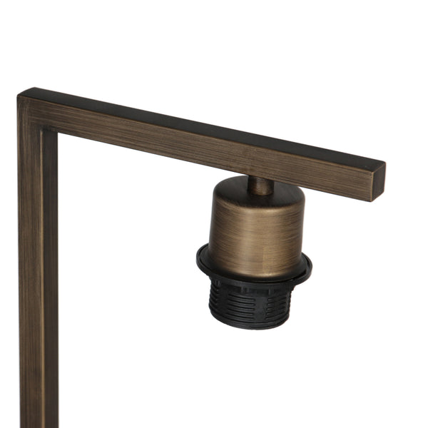 Bronzen tafellamp stang 4901br met zwarte linnen kap