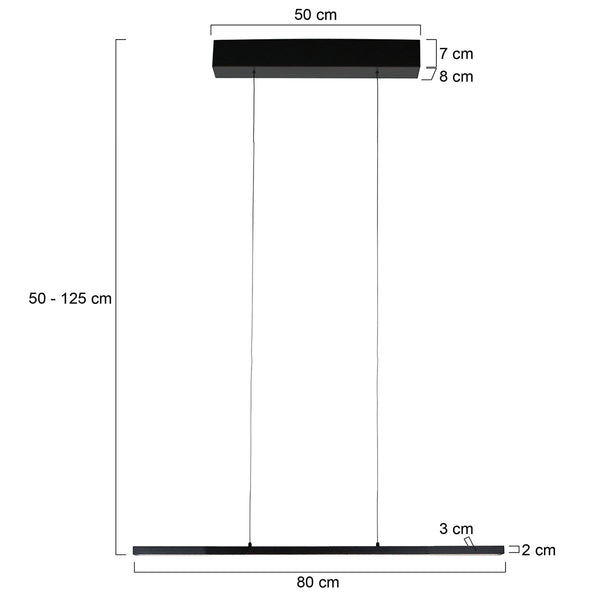 Bande 4906zw zwarte hanglamp met cable lift 80cm breed