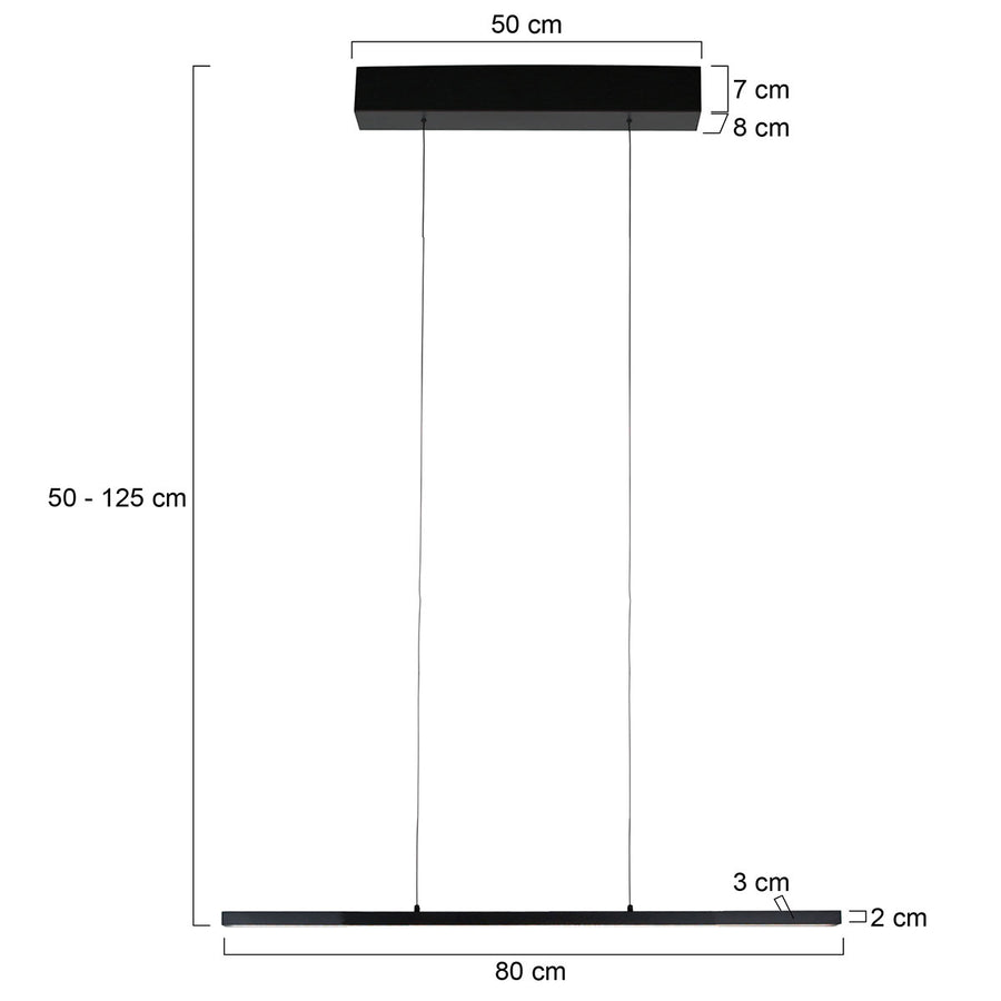 Bande 4906zw zwarte hanglamp met cable lift 80cm breed
