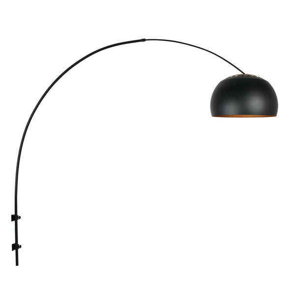 Wandlamp globe black 4909zw booglamp zwart/goud e27