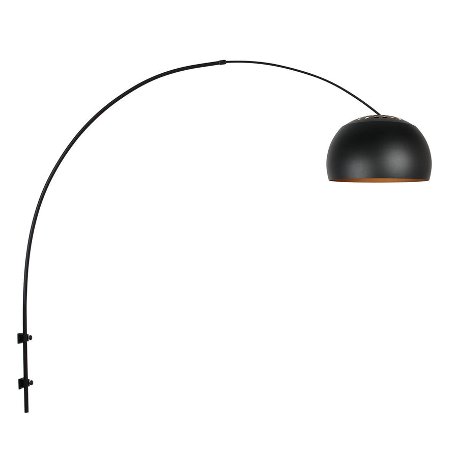 Wandlamp globe black 4909zw booglamp zwart/goud e27