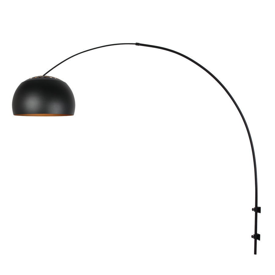 Wandlamp globe black 4909zw booglamp zwart/goud e27