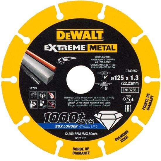 DT40252-QZ EXTREME METAL doorslijpschijf metaal 125x22.23x1.3mm