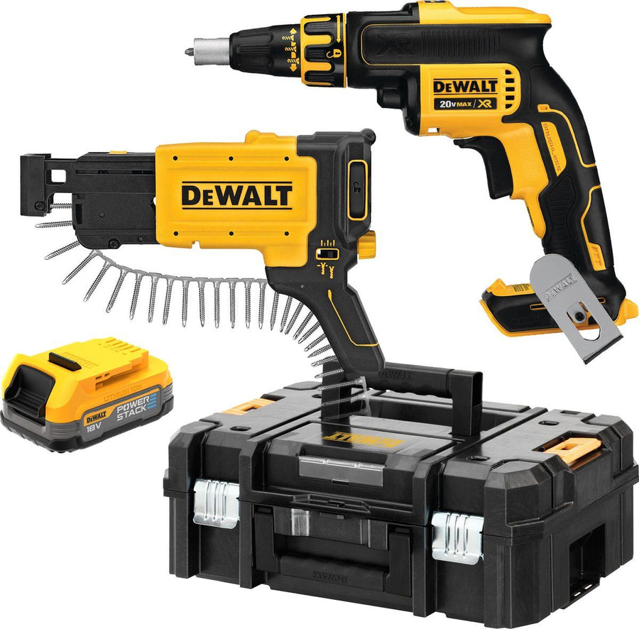 DCF620E1K-XJ 18V XR Brushless Bandschroefmachine (incl. Neusstuk en bandschroefmechanisme DCF6202)