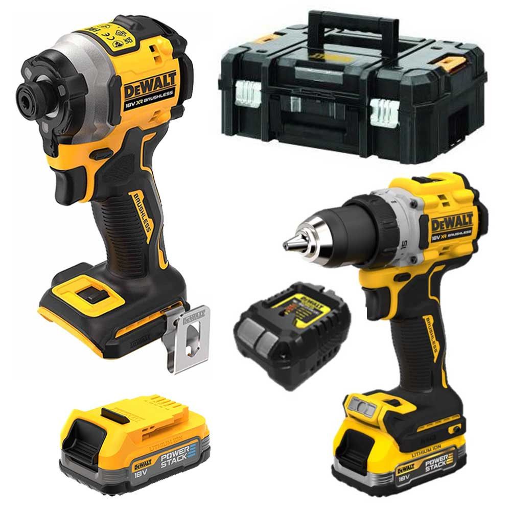DCK2050E2T-QW 18V XR POWERSTACK Brushless 2-delige set met schroef-/klopboormachine (DCD805) + slagschroevendraaier (DCF850)