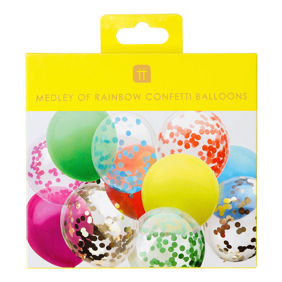 Rainbow Brights Confetti Balloons - 12 Pack