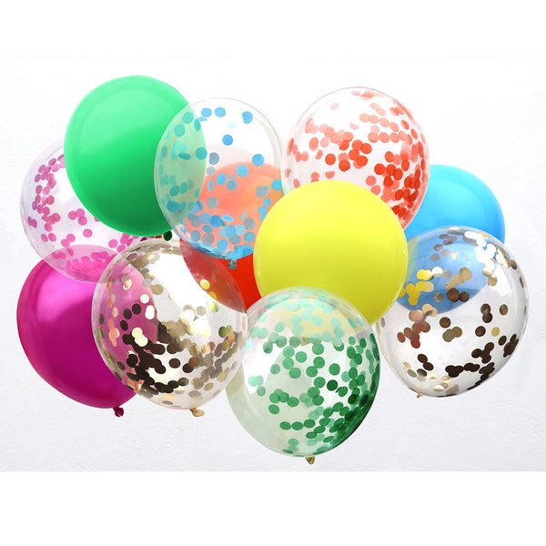 Rainbow Brights Confetti Balloons - 12 Pack