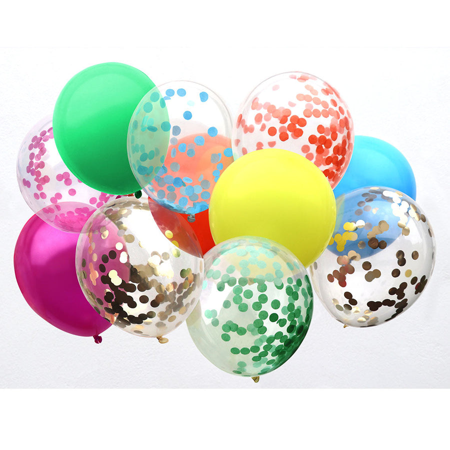 Rainbow Brights Confetti Balloons - 12 Pack