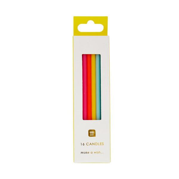 Rainbow Brights Birthday Candles, 10cm - 16 Pack