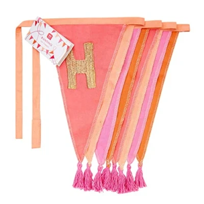 Pink Happy Birthday Cotton Bunting, 3m