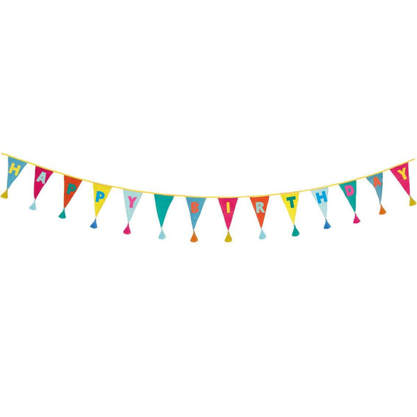Multicoloured Rainbow Happy Birthday Cotton Bunting - 3m
