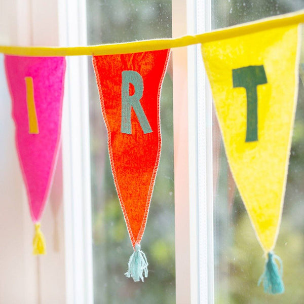 Multicoloured Rainbow Happy Birthday Cotton Bunting - 3m