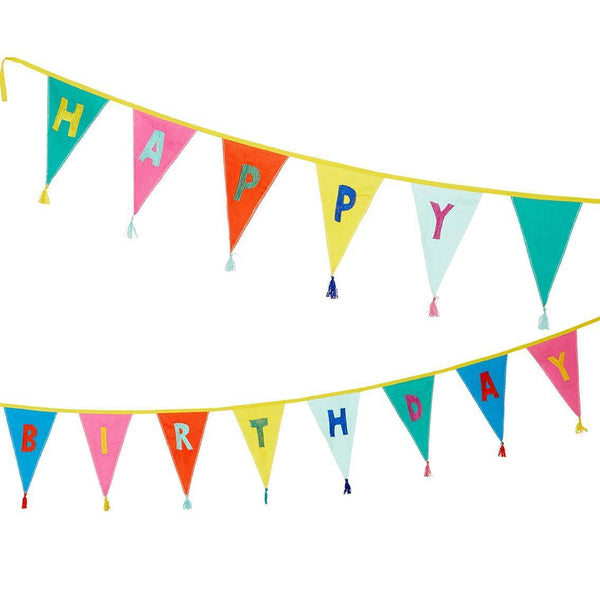 Multicoloured Rainbow Happy Birthday Cotton Bunting - 3m