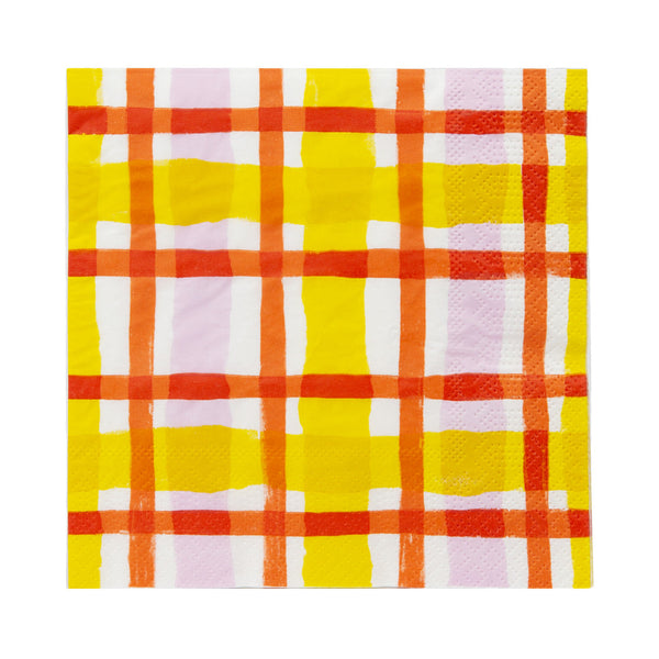 Everyones Welcome Yellow Gingham Napkins - 20 Pack
