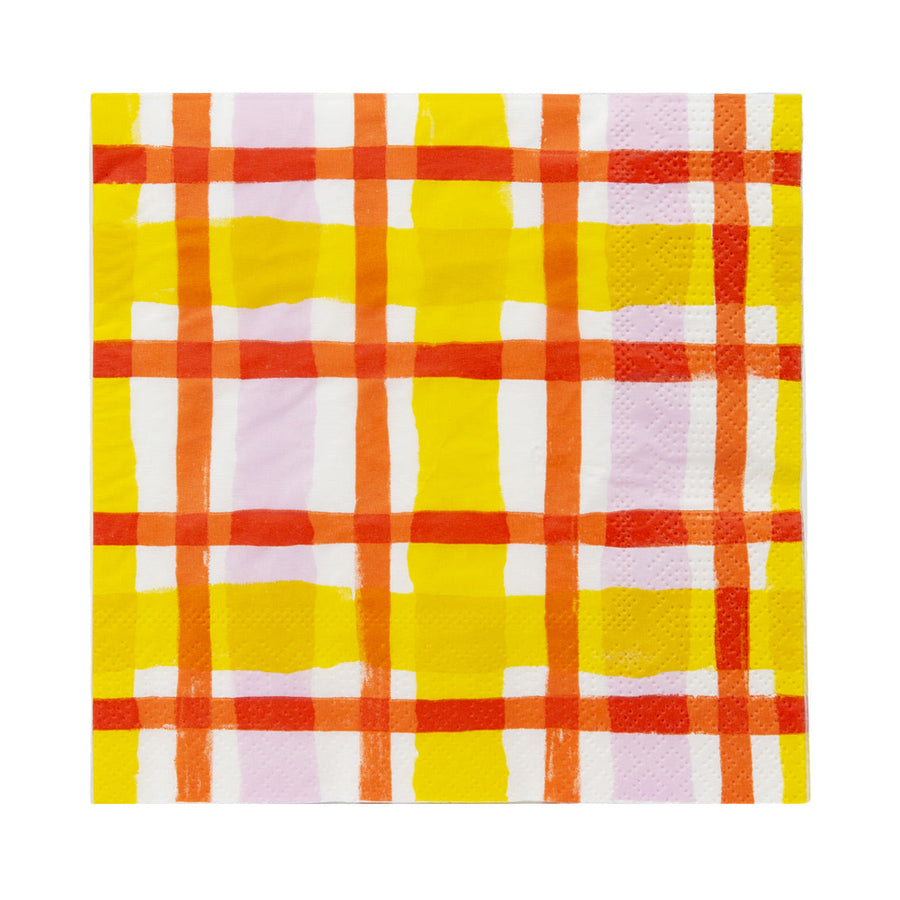 Everyones Welcome Yellow Gingham Napkins - 20 Pack