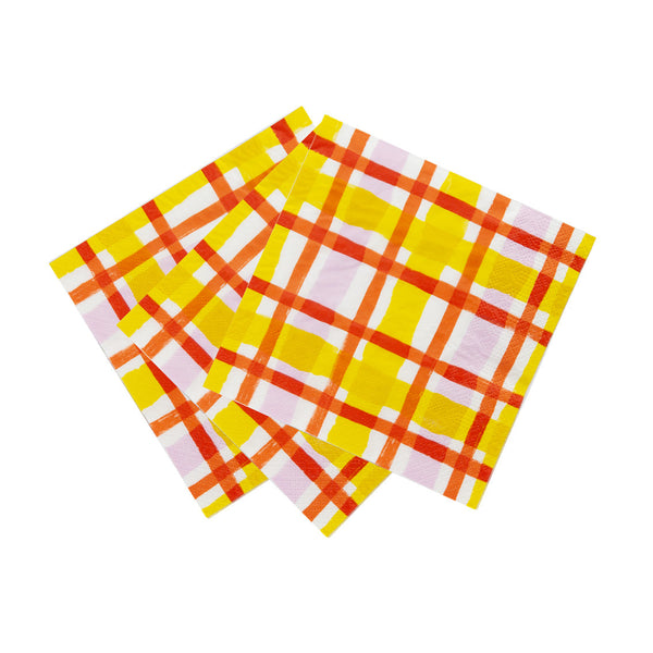 Everyones Welcome Yellow Gingham Napkins - 20 Pack