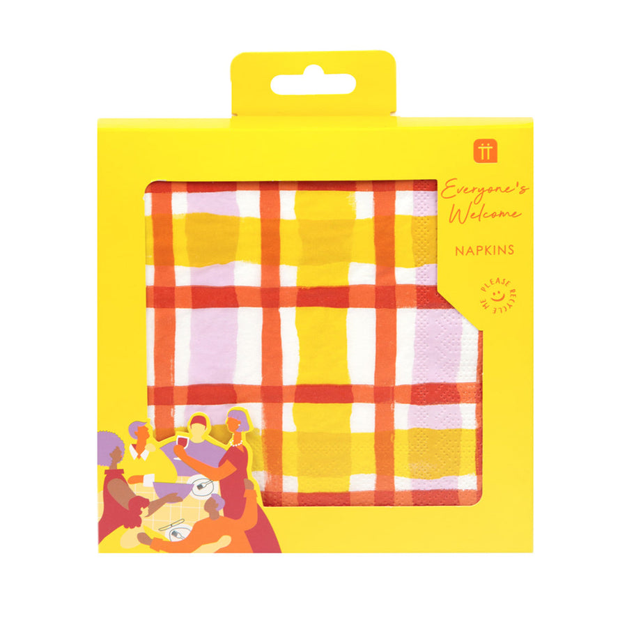 Everyones Welcome Yellow Gingham Napkins - 20 Pack