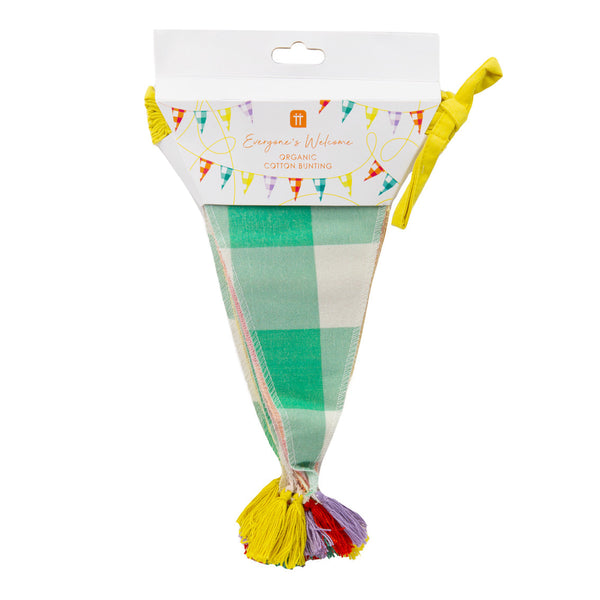 Everyones Welcome Multi-coloured Gingham Cotton Bunting