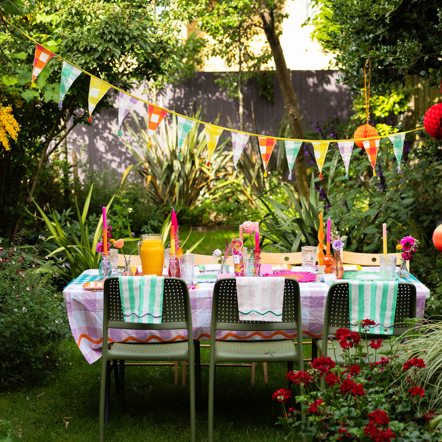 Everyones Welcome Multi-coloured Gingham Cotton Bunting