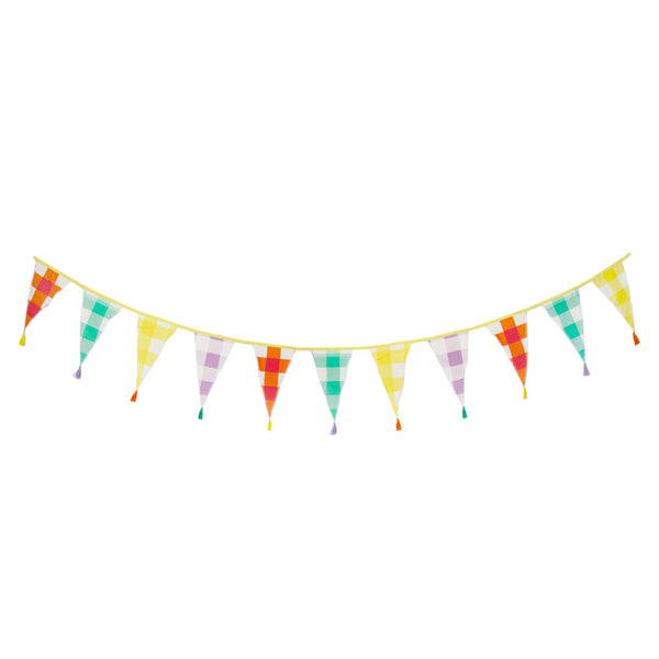 Everyones Welcome Multi-coloured Gingham Cotton Bunting