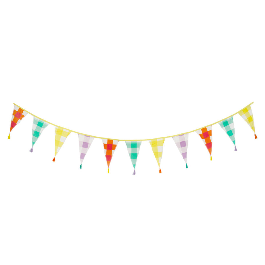 Everyones Welcome Multi-coloured Gingham Cotton Bunting