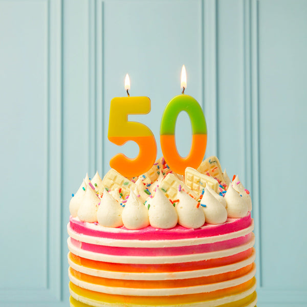 Orange and Yellow Number Candle - 5