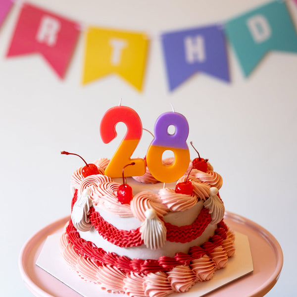 Orange and Purple Number Candle - 8