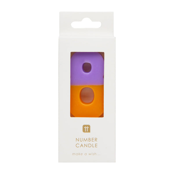 Orange and Purple Number Candle - 8