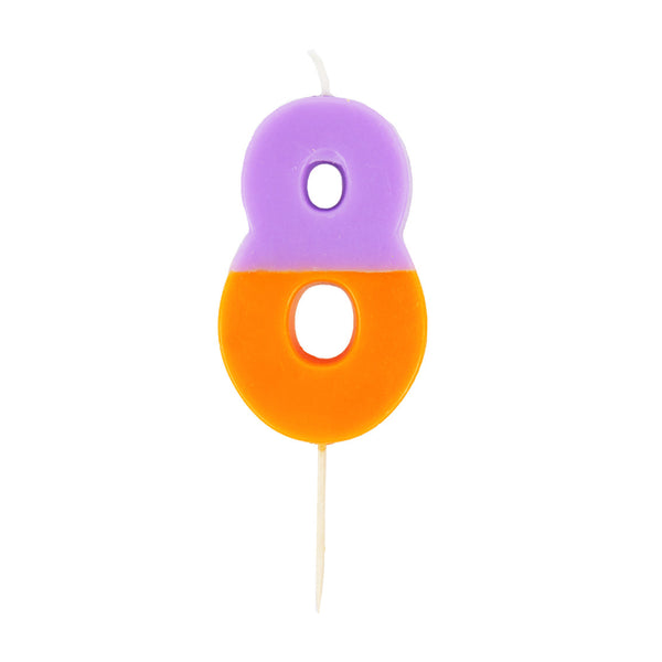 Orange and Purple Number Candle - 8