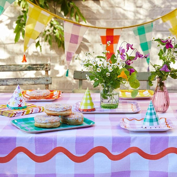 Everyones Welcome Lilac Gingham Wooden Tray
