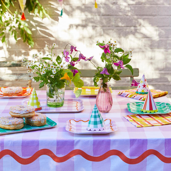 Everyones Welcome Lilac Gingham Cotton Table Cloth