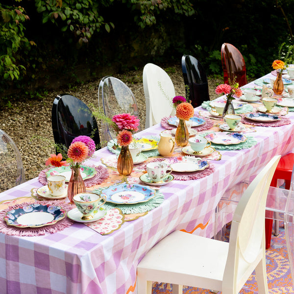 Everyones Welcome Lilac Gingham Cotton Table Cloth