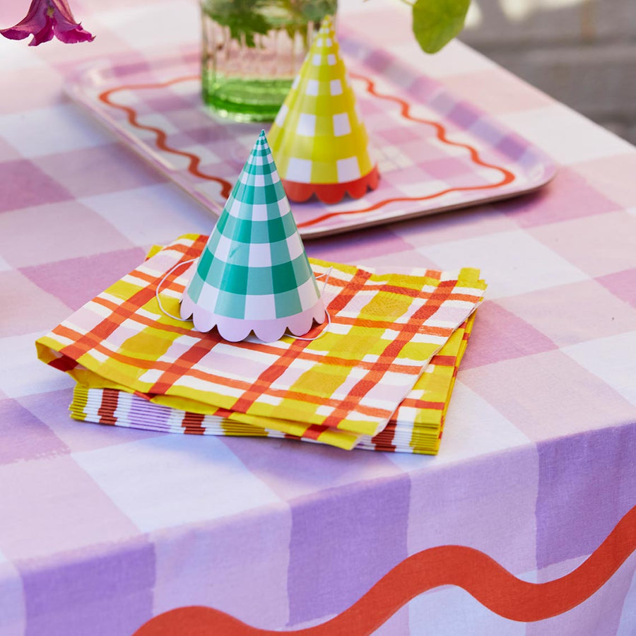 Everyones Welcome Lilac Gingham Cotton Table Cloth