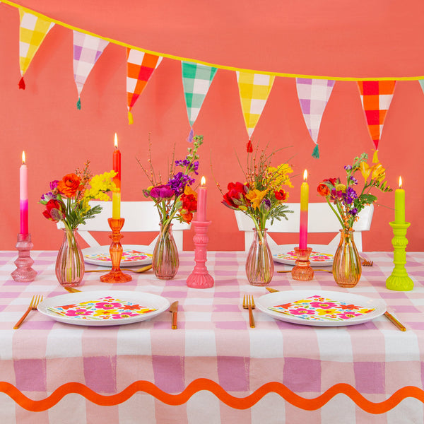 Everyones Welcome Lilac Gingham Cotton Table Cloth