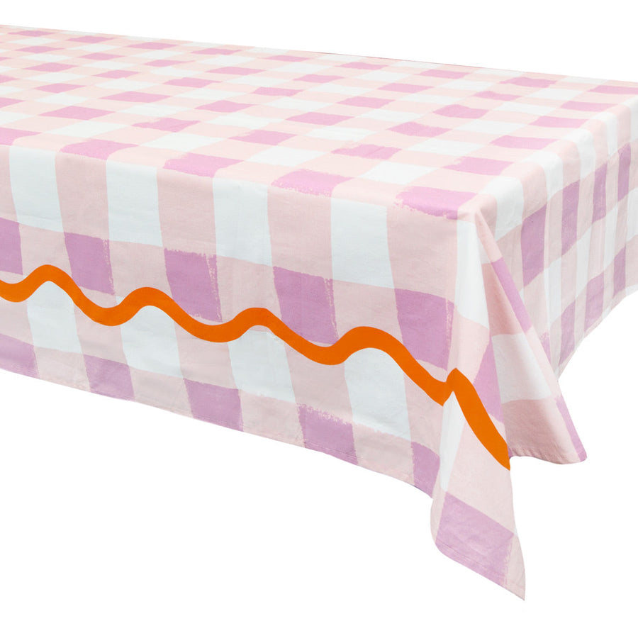 Everyones Welcome Lilac Gingham Cotton Table Cloth