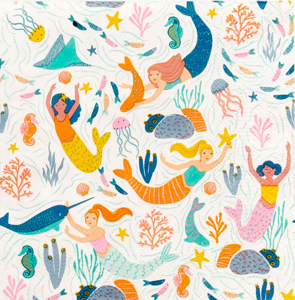 Make Waves Mermaid Paper Napkins - 20 Pack