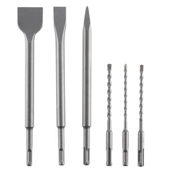 Set SDS+ boren/beitels 6PCS - boren (5.5, 6 en 7mm) en 3 SDS+ beitels (puntbeitel, vlakbeitel, spadebeitel) [0]