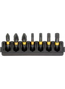 DT70813-QZ 25mm 7 stuks houder + IMPACT Torsion 25mm PZ1 x1, PZ2 x2, T15 x1, T20 x1, T25 x1, T30 x1